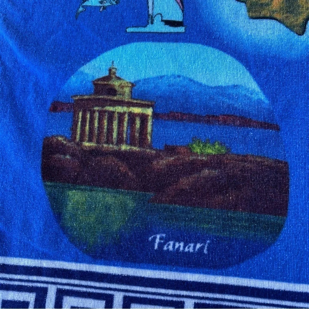 Kefalonia Greece Island Map Beach Towel Greek Key 100% Cotton 30x57 Souvenir